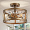 WUZUPS Lámpara de araña de hoja de cristal Lámpara de techo de 3 luces Vintage Ranchera industrial semiempotrada Luminaria moderna Vestíbulo Pasillo Trastero Cocina Baño,Bronce frotado con aceite