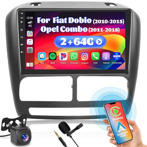 Inefala 2 + 64G Android 15 CarPlay Radio für FIAT Doblo 2010-2015 / Opel Combo 2011-2018, 9 Zoll Touchscreen mit CarPlay und Android Auto, Unterstützung GPS Navigation Link Spiegel RDS AHD Wi-Fi DSP