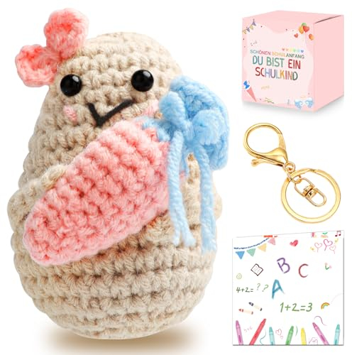 ELF-GRETTER Positive Potato Schultüte Mädchen Einschulung Geschenk, Positive Kartoffel Glücksbringer mit Kartoffel Puppe, Karte und Schlüsselanhänger, Schulkind Mädchen Schultüte Füllung Schulanfang