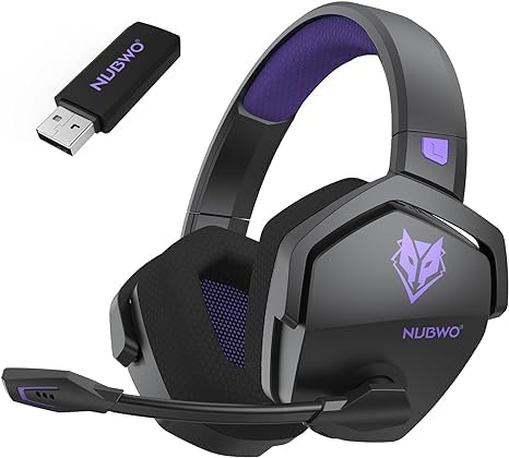 NUBWO G06 Dual Wireless Gaming Headset mit Mikrofon für PS5, PS4, PC, Mobile,NS: 2.4 GHz Wireless + Bluetooth - 100 Stunden - 50mm -Treiber - Lila