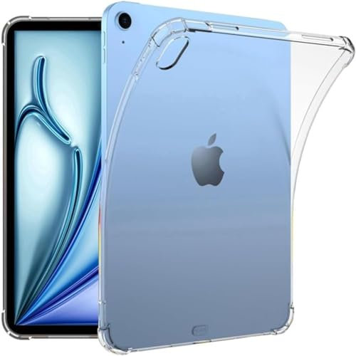 MOBISTAR Clear Case for iPad Air 13 Inch (M2) 2024 (A2898 / A2899 / A2900), Flexible Transparent Soft TPU Reinforced Corner, Shockproof Cover for iPad Air 13'' - Clear