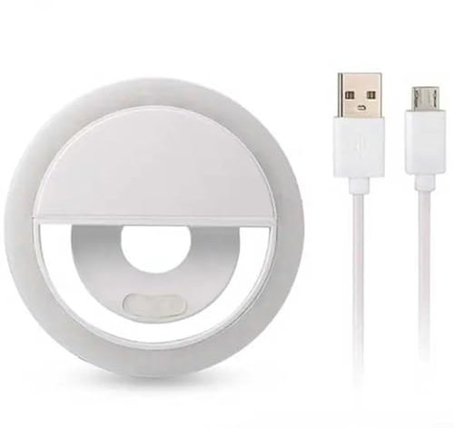 Gettimore Anneau lumineux LED pour selfie, chargement USB, compatible avec Samsung et Xiaomi pour webcam en streaming de maquillage (blanc)