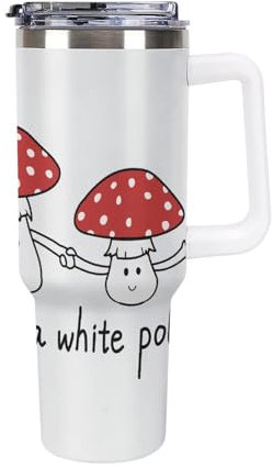 3D Printing Red Mushroom Elf Thermal Travel Cup - Stainless Steel - Keeps Drinks at Optimal Temperature - Leakproof with Straw 40oz