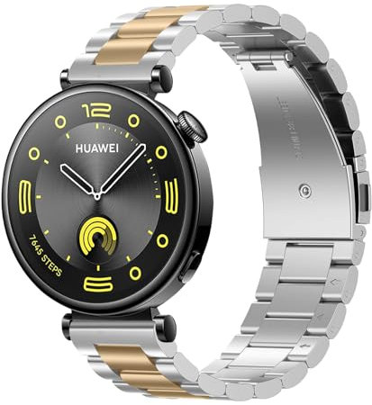 KoGiio 18 mm Armband Kompatibel mit Huawei Watch 5 42mm / GT 5 41mm / GT 4 41mm / Huawei Watch GT 5 Pro 42mm, Wechseln Edelstahl metall Herren Damen Uhrenarmband