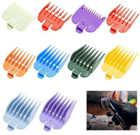 10 Stück Haarschneidemaschinenschutz, 10 Größen, Universal-Ersatzteil, Haarschnitt-Zubehör-Set, professioneller Haarschneidekamm für die meisten Haarschneidemaschinen
