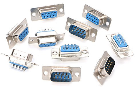 Kexpsogy 5 Paar DB9 Stecker und Buchse RS232 9-poliger Draht Lötanschluss-Steckverbinder