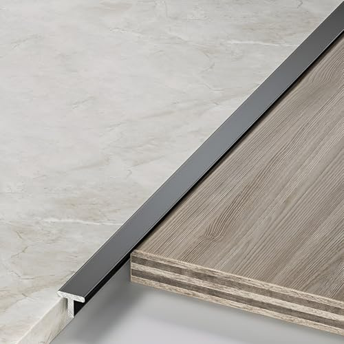 Übergangsprofil - T-Profil Übergangsleiste Übergangsschiene - Bodenübergangsstreifen - Türschwellen Leiste Für Laminat- & Parkettböden(Black,0.4cm)