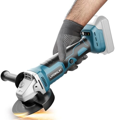 LIVOWALNY Smerigliatrice angolare a batteria Ma-kita 18 V agli ioni di litio: diametro disco 125 mm, 9000 giri/min, levigatrice senza spazzole con scanalatura Quick-Fix e manipolazione (senza coltello