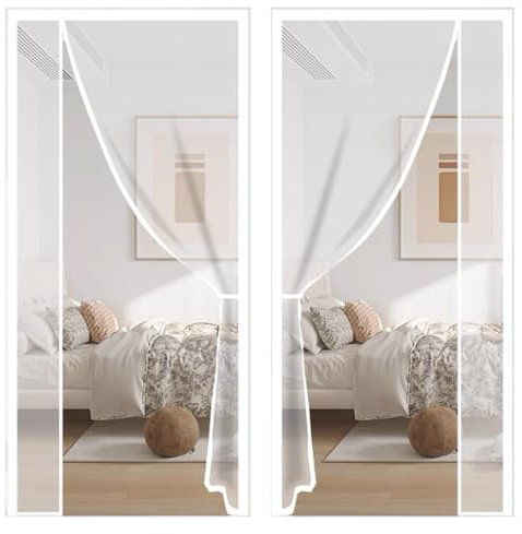 Bianco 90x230cm Zanzariera Magnetica - Fettucce a Strappo per Adattabilità a Ogni Porta
