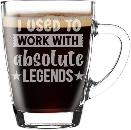 Always Looking Good I Used to Work with Absolute Legends Laser Engraved Glass Coffee Mug, 300ml - Personalised Mug for Retirement Gifts, Leaving Gifts for Colleagues, Funny New Job Present