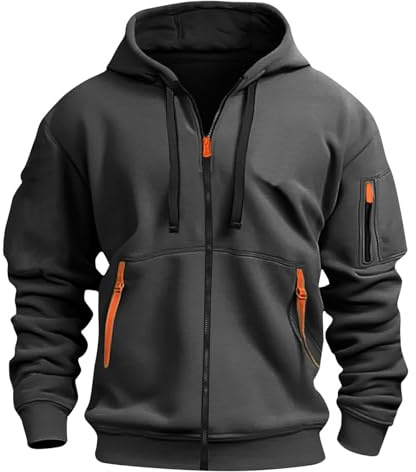 WDCHAOYUE Herren Hoodie,Hoodie Herren Reißverschluss Kapuzenjacke Sweatjacke Zip Sweater Casual Arbeitspullover Mit Taschen Und Reißverschluss-Armablage