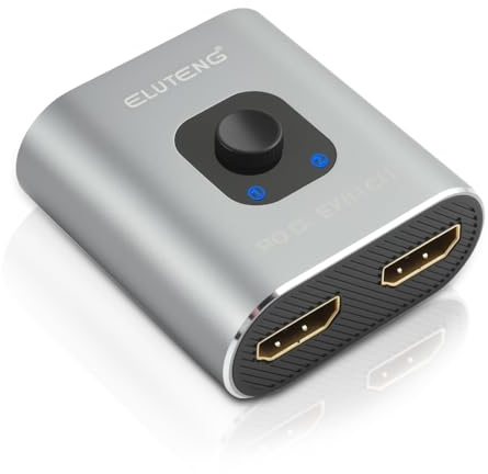 ELUTENG HDMI Splitter 4K 60Hz für Nintendo Switch 2, Aluminium Bidirektional HDMI Switch 1 in 2 Out/2 in 1 Out Verteiler Unterstützt HDR 3D Dolby für PS5 Xbox TV Box Stick Monitor PC (Kein Kabel)