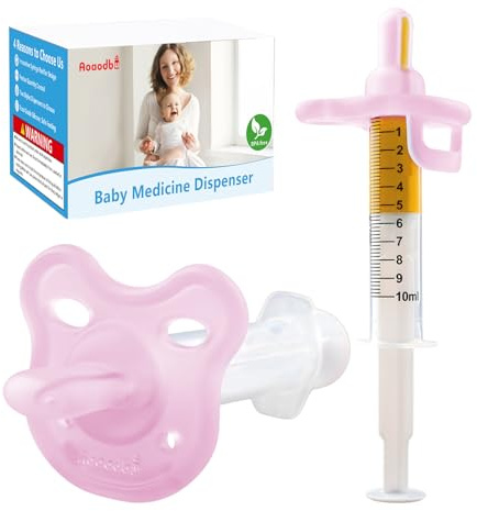 Baby Medizin Dispenser, Medizin Spritze, 0 Monate und höher Baby Schnuller, 100% Silikon Schnuller, BPA-frei (Rosa)