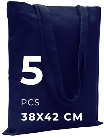 POLHIM® Hochwertige Stoffbeutel - Beutel für Wäsche, Sport, Shopping, Lebensmittel - Umweltfreundliche, Wiederverwendbare Jutebeutel -Unbedruckte 38 x 42 cm, 145 gr/m2, 5 Stück