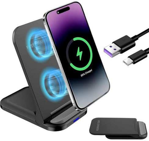 Chargeur à Induction 20 W, Chargeur sans Fil Rapide pour iPhone 17/16/15/14/13/12 Pro/Pro Max,pour Samsung Galaxy S25/S24/S23/S22/S21,pour Google Pixel 9/8/7/7a/8a (Adaptateur Inclus)