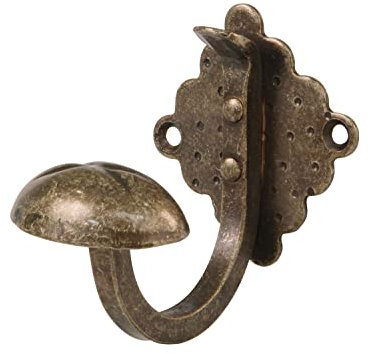 Amig - Colgador de Pared Decorativo Mod.103-70 x 70 x 85 mm - Perfecto para Colgar Abrigos, Ropa y Accesorios - Tipo Gancho - Estilo Forja - De Acero Acabado en Color Cuero