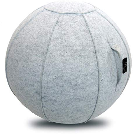 Sitzball mit Griffen für Zuhause, Büro, Pilates, Yoga, Stabilität und Fitness - inkl. Gymnastikball mit Pumpe, Tuscan Marble, 24 in