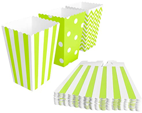 BangShou 60pcs Cajas de Palomitas Cartón Caramelo Contenedor Cine Pequeñas Cajas de Palomitas de Maíz 12 x 7.5cm (Verde)