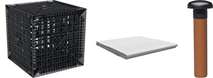 Regenwasser Versickerung Set 205 L (Sickerwürfel inkl. Geotextil + Be-/Entlüfter mit 50cm KG-Rohr DN 110)