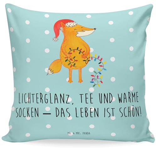 Mr. & Mrs. Panda Dekokissen Fuchs Weihnachten - Geschenk, Heiligabend, Winter, Sofakissen, Wintermotiv, Dekokissen 40x40, Nikolaus, Advent,