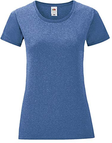 Fruit of the Loom Ladies Iconic T-Shirt Größe S - XXL, Größe:S, Farbe:Retro Royalblau meliert