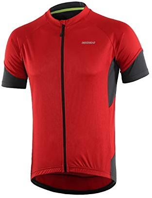BERGRISAR Men's Cycling Jersey Tops Short Sleeves MTB Jersey Breathable Quick-Dry Mountain Bike Bicycle Clothing BG650 Red Size XX-Large
