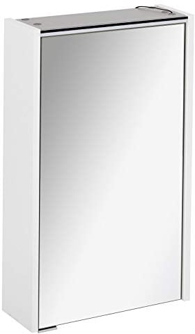 FACKELMANN schmaler Spiegelschrank Bad LED Beleuchtung 1 türig 42 cm weiß matt Denver
