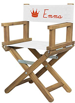 Geschenkegarten Personalisierter Regiestuhl für Babys (1-5 Jahre) mit Krone (Rot)