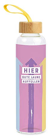 Grafik Werkstatt Trinkflasche aus Glas mit lustigem Spruch | mit Griffschlaufe | 550 ml | Gute Laune