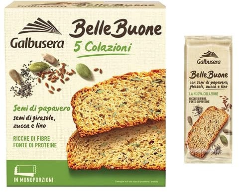 GALBUSERA BELLE BUONE FETTE SPESSE SEMI PAPAVERO GIRASOLE ZUCCA LINO COLAZIONE