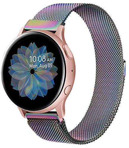 ZGCE Kompatibel mit Samsung Galaxy Watch Active/Active 2 40mm/44mm Armband, 20mm Edelstahl Mesh Metall Uhrenarmband für Gear Sport/S2 Classic/Garmin Vivo Active 3/Watch 3 41mm (20mm, Bunt)