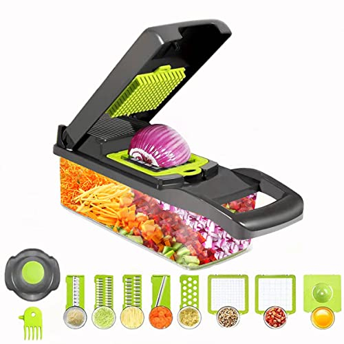 Vegetable Food Chopper Cutters Mandoline Slicer for Kitchen 8 In 1 with Container Household Kitchen Gadgets for Vegetable Fruit with Multi Blade Egg Separator