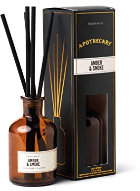 Paddywax Apothecary Collection Reed Diffuser, 3-Ounce, Amber & Smoke
