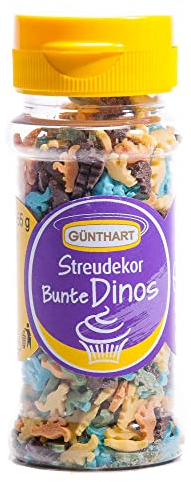Günthart BackDecor | 55 g Streudekor Dinosaurier | aus Zucker | essbar | Dino Party in verschiedenen Farbe | 1er Pack (1 x 55 g)