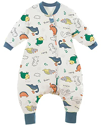 FEOYA Baby Schlafsack Mit Füßen Winter Junge Mädchen Kinderschlafsack Mit Beinen Ganzjahresschlafsack Abnehmbare Ärmel Babyschlafsack Warm Baumwolle Für 9 Monate-48 Monate (Muster 6, 9-18 Monate)