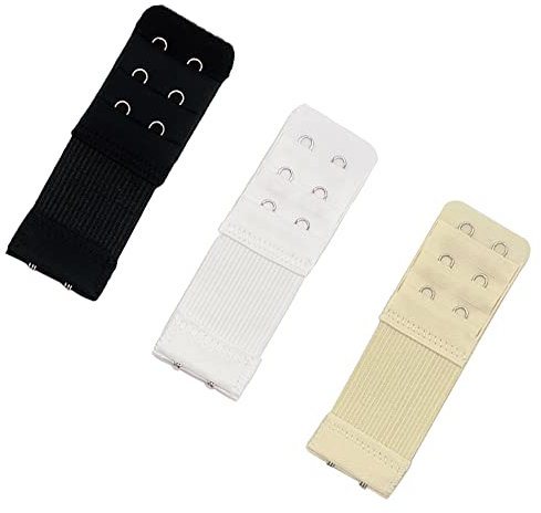 Bra Extender, 3 Pieces Bra Elastic Extensions Strap Set 3 Rows x 2 Hooks, Soft and Comfortable Women Bra Extensions (Beige+White+Black) A3WXYCD-1