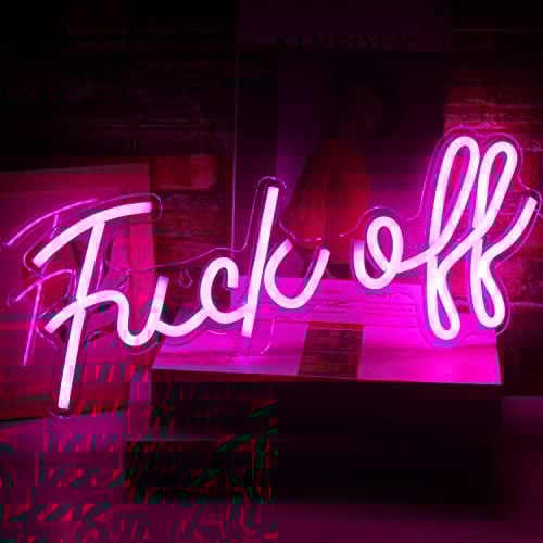 Fuck Off Insegna al Neon Parola Rosa LED Insegne luminose da Parete al Neon Acrilico USB Luci al Neon Per Camera da letto Lettera Lampada al Neon Segno per Bar Pub Decorazioni per la Casa 17'' x 8''
