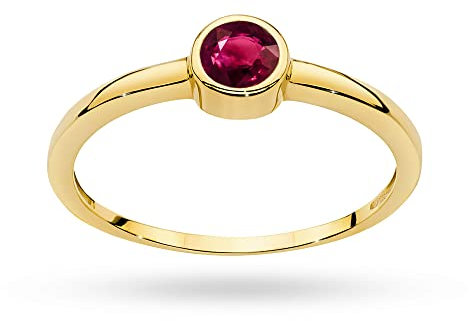 MARKO Klassischer Damenring aus Gold mit Rubin 0,30 Karat, 14 Karat Gold (585) | Goldring mit Box | Goldring für Frauen (Rubin, 53 (16.8))