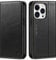 SHIELDON Hülle für iPhone 13 Pro 5G Handyhülle Stoßfest Schuzhülle [Echtleder] [Kartenfach] [Stand] [Magnet] TPU Klapphülle Ledertasche Telefon Schutz Kompatibel mit iPhone 13 Pro 6.1 - Retro Schwarz