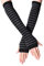 B-HOT Warme fingerlose Handschuhe, dehnbar, gestrickt, Daumenloch, Sonnenschutz, lange Arme, gestreift, grau / schwarz, Einheitsgröße