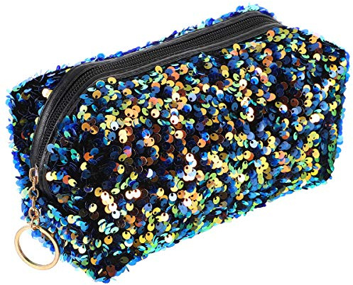 PACKOVE Pailletten Kosmetiktasche Damen - Quadratische Make-up Tasche Mit Großer Kapazität Leichte Reise-Kulturbeutel & Aufbewahrungstasche Multifunktional Tragbar Mit Reißverschluss