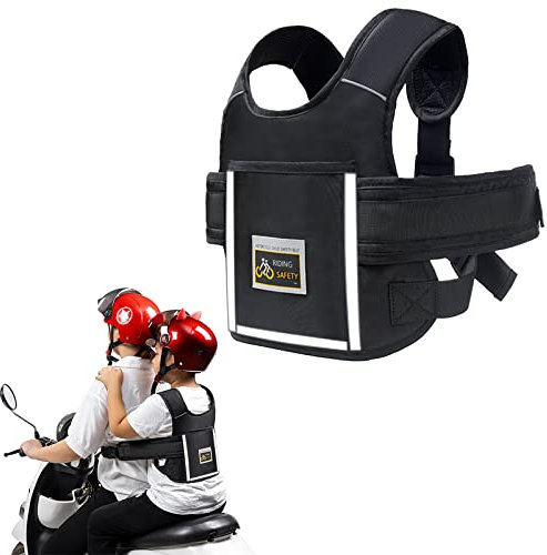 Harnais Moto Enfant, Siege Moto Enfant RéGlable Ceintures De SéCurité Moto pour Enfants Antichute Harnais Securite Enfant Moto avec Poche Et Bandes RéFléChissantes pour De 1 à 12 Ans