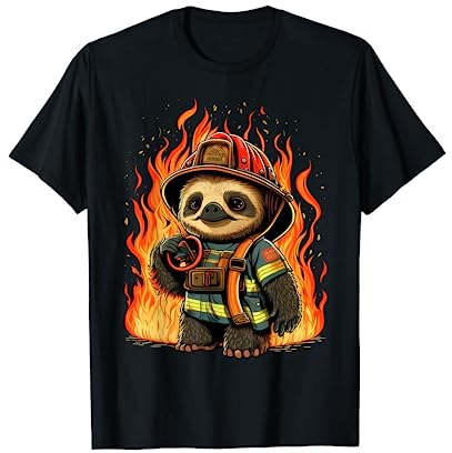 Faultier Feuerwehrmann auf Feuerwehrmann Faultier T-Shirt