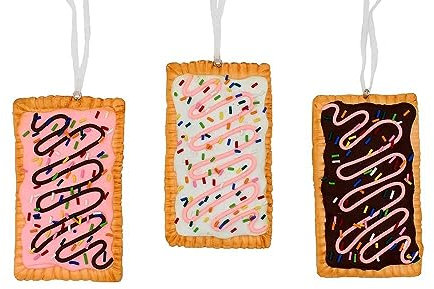 Kurt S. Adler Frosted Chocolate Strawberry Vanilla Toaster Pastry Breakfast Ornaments, 3 sortiert