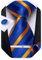 DiBanGu Herren-Krawatte, Seide, gewebt, Krawatte und Einstecktuch, Manschettenknöpfe, Krawattenklammer, Set, Hochzeit, Business, formelles Geschenk, Krawatte für Männer, Blau und Orange gestreift