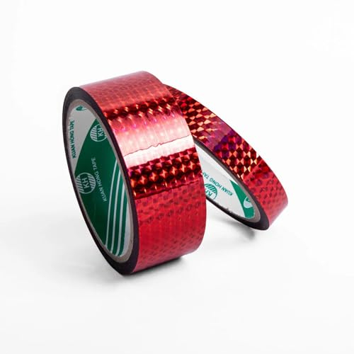 Imoumou 1 stück Laser Deko Klebeband Hologramm Klebeband Tape Dekoband für DIY Hula Hoop Gestaltung Dekoration Hochzeit Renovierung (Laserrot, 2.4cm*50m)