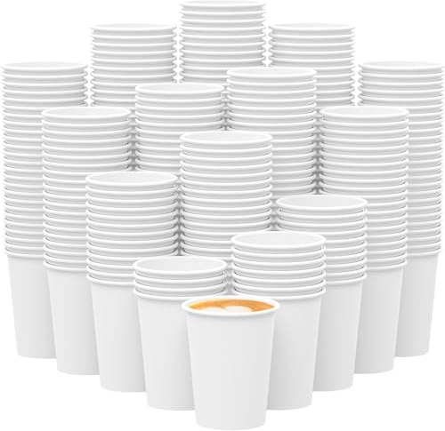Silver Star Single Wall White Paper Cups (1000, 12 oz)- Leak Proof- Eco-Friendly Biodegradable Disposable Coffee Cups for Hot Drinks, Office, Party