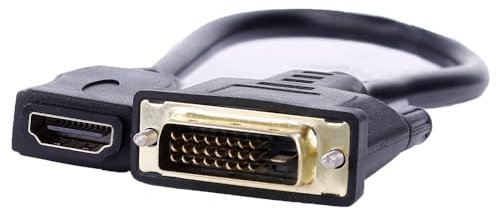 REY Cable HDMI Hembra a DVI Macho 24+1, Negro, 0,3M