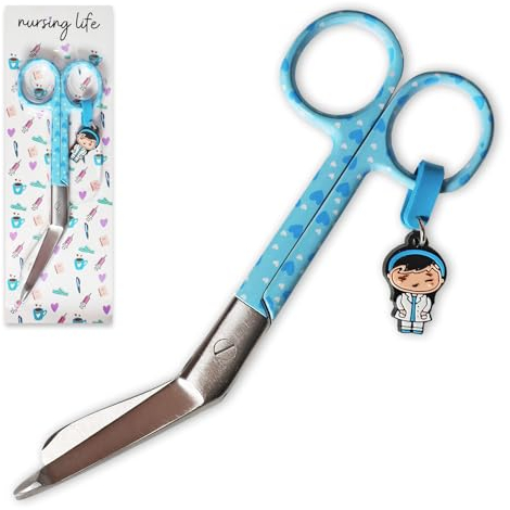 Krankenschere – stumpfe Schere – Edelstahl – Design – unverwechselbarer Schlüsselanhänger (Blau)