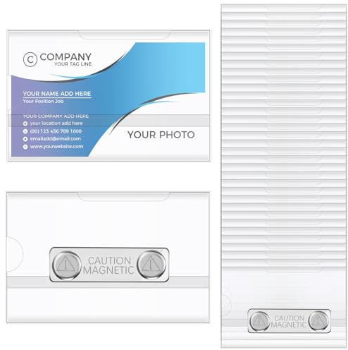 Faccito Magnetische Namensschildhalter 9 x 5,5 cm ID PVC Namensschilder Magnet Namensschilder für Kleidung Arbeit Konferenz Abzeichen Horizontaler Ausweishalter für Schule Unternehmen (40 Stück)